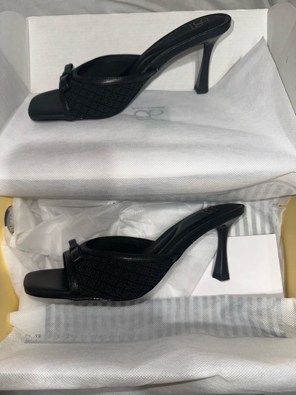 Cosy Island Black Open-Toe Heeled Mules with Textured Upper